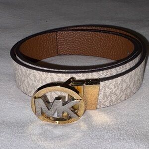 Michael Kors Women’s Belt with Gold Buckle and Cream Strap